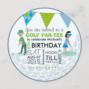 Invitation Photo de fête d'anniversaire sur le thème de golf