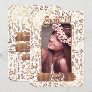 Invitation Photo de fête d'anniversaire Sweet 16 moderne en f