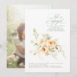 Invitation Photo de fête de fiançailles Floral We're Engaged