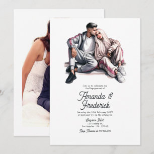 Invitation Photo de fête de fiançailles moderne