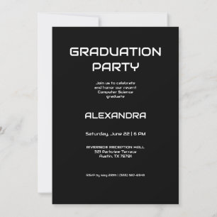 Invitation Photo de fête de fin d'études en noir et blanc Tec