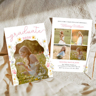 Invitation photo de fête de fin d'études florale