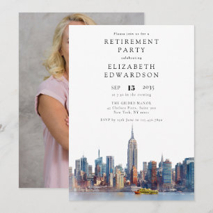 Invitation Photo de fête de retraite sur la skyline de New Yo