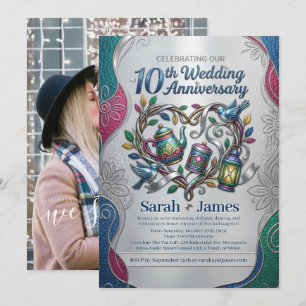 Invitation Photo de fête élégante pour les 10 ans de mariage