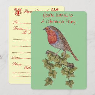 Invitation photo de feuilles de lierre et de robin animaux no