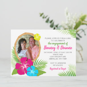 Invitation Photo de fiançailles élégante de Luau hawaïen