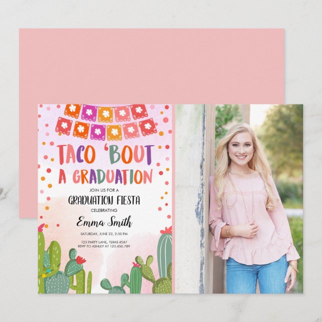 Invitation Photo de Fiesta Cactus Taco Bout (Devant / Derrière)