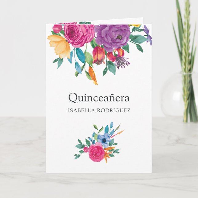 Invitation Photo de Fiesta Quinceañera, couleur de l'eau (Devant)