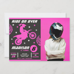 Invitation Photo de fille en moto cross moto tout terrain pou