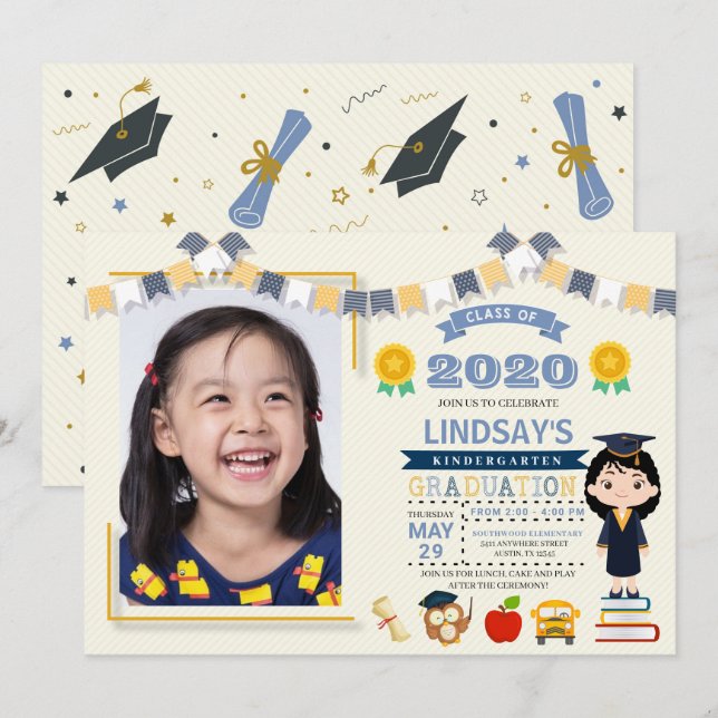 Invitation Photo de fin d'études pour enfants (Devant / Derrière)