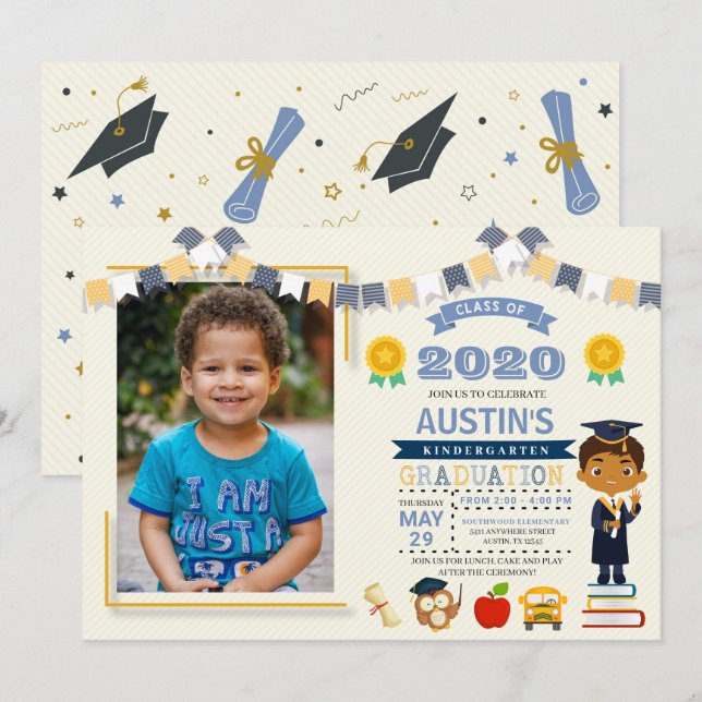 Invitation Photo de fin d'études pour enfants (Devant / Derrière)