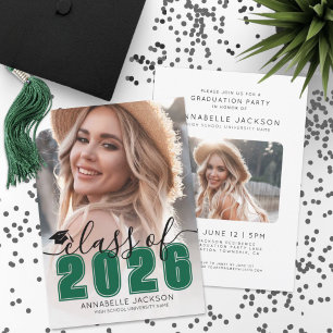 Invitation Photo de fin d'études supérieures verte