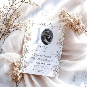 Invitation Photo de fleurs sauvages 10e anniversaire