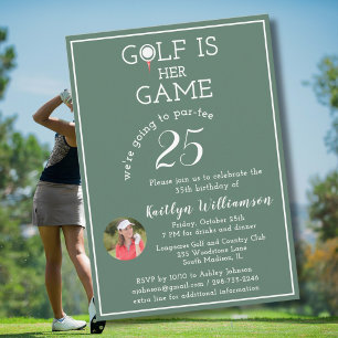 Invitation Photo de golf de dame élégante pour fête d'anniver