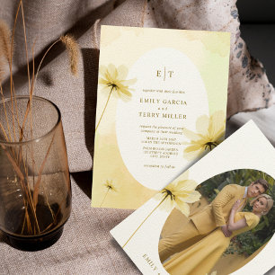 Invitation Photo de grâce de l'heure d'or et Mariage de monog