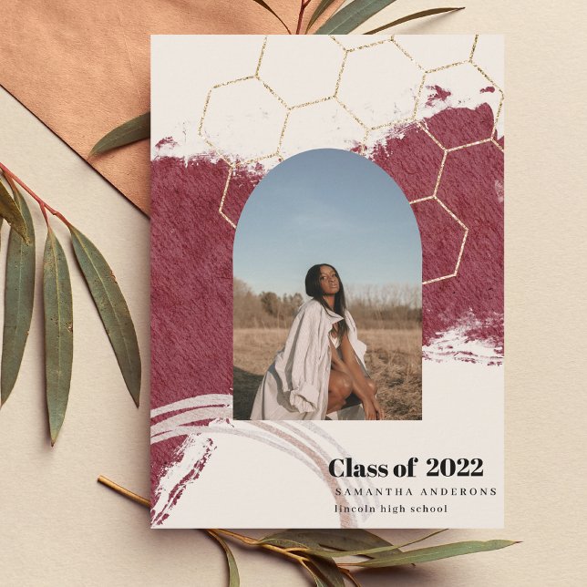 Invitation Photo de graduation Abstraite d'or et de rose (Créateur téléchargé)