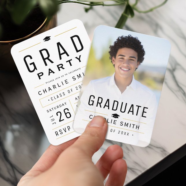 Invitation photo de graduation de la photographie  (Modern Simple Typography Photo Graduation invite)