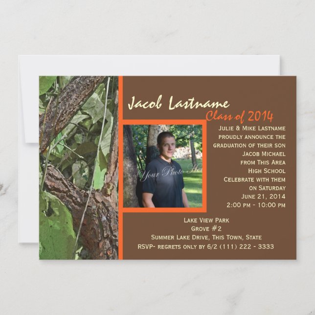 Invitation Photo de Graduation des arbres forestiers (Devant)