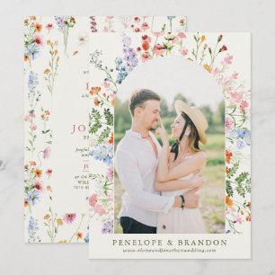 Invitation Photo de jardin de prairie printanière de fleurs s