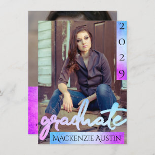 Invitation Photo de la 2e année   Script Mermaid Ombre Keepsa