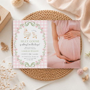 Invitation Photo de la Baby Shower Rose de Silly Goose