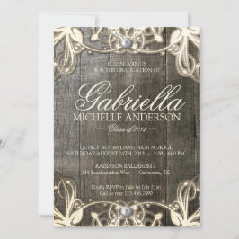 Invitation photo de la dentelle rustique