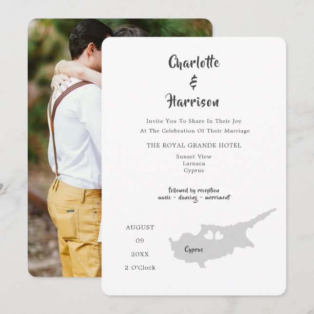 Invitation photo de la destination Mariage de Chyp (Devant / Derrière)