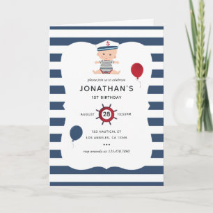 Invitation Photo de la fête d'anniversaire de Baby Boy, sur l