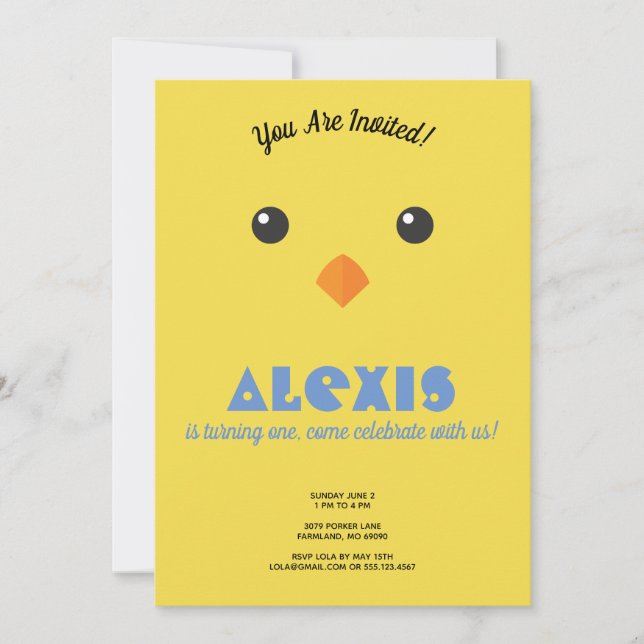 Invitation photo de la fête d'anniversaire de Chic (Devant)