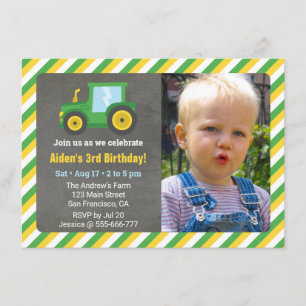 Invitation Photo de la fête d'anniversaire de Little Tractor 