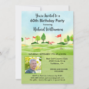 Invitation Photo de la fête d'anniversaire des 60 ans Golf po