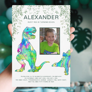 Invitation Photo de la fête d'anniversaire des 7 ans de Dinos