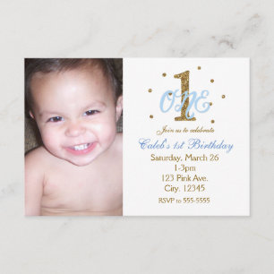 Invitation Photo de la fête d'anniversaire des garçons Blue &