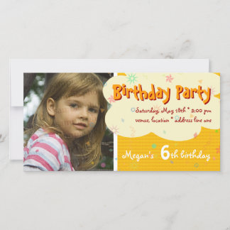 Invitation photo de la fête d'anniversaire orange 