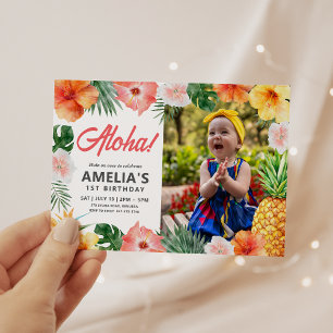 Invitation photo de la fête d'anniversaire tropica