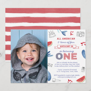Invitation Photo de la fête du 1er anniversaire de l'American