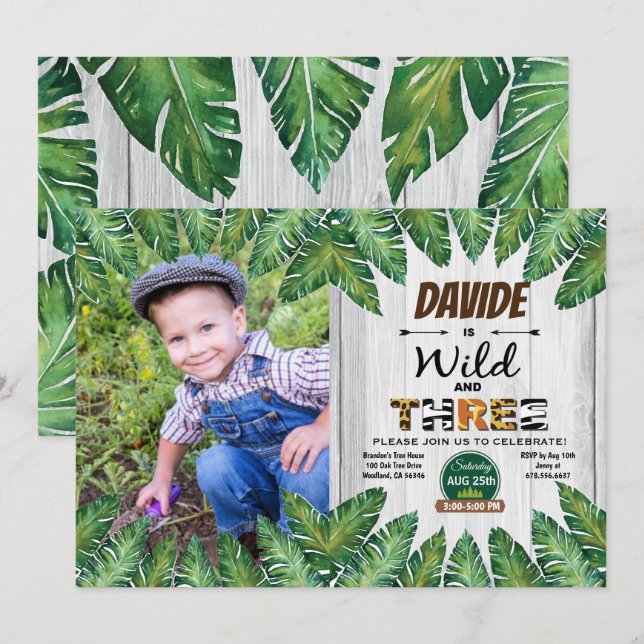 Invitation photo de la fête du 3e anniversaire sau (Devant / Derrière)