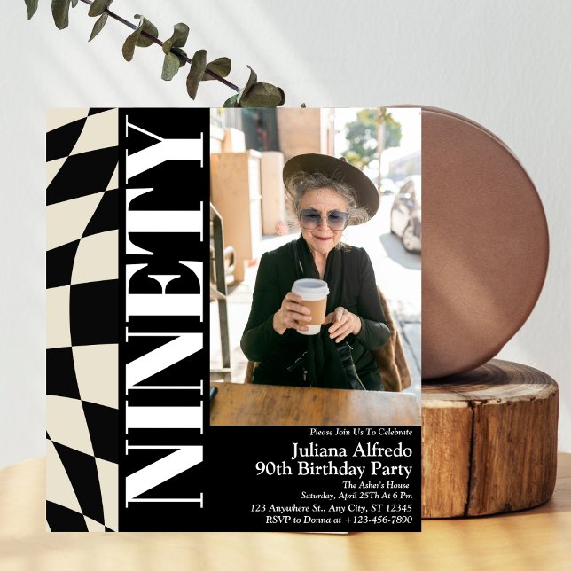 Invitation Photo de la fête du 90e anniversaire de la Ninety  (Créateur téléchargé)