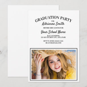 Invitation Photo de la fête du collège White Graduation