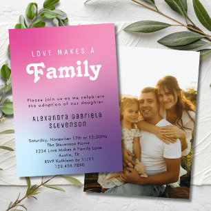 Invitation Photo de la fête du Jour de l'Adoption "L'amour ro