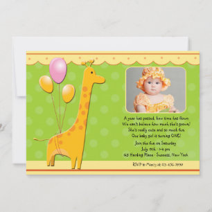 Invitation photo de la Girafe d'anniversaire