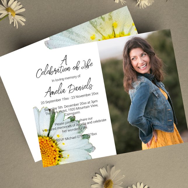 Invitation Photo de la marguerite blanche Célébration de la c (Créateur téléchargé)