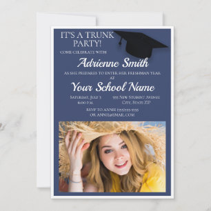 Invitation Photo de la Navy Blue White Trunk College