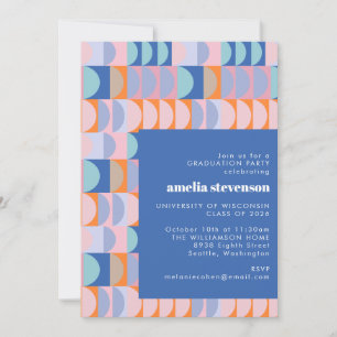 Invitation Photo de la partie de graduation de Lilac bleu géo