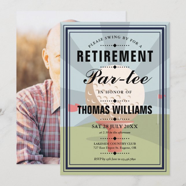 Invitation Photo de la partie de retraite de golf classique (Devant / Derrière)