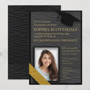Invitation Photo de la partie de tronc Black and Gold College