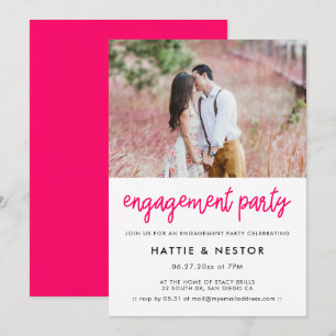 Invitation Photo de la partie d'engagement calligraphie moder