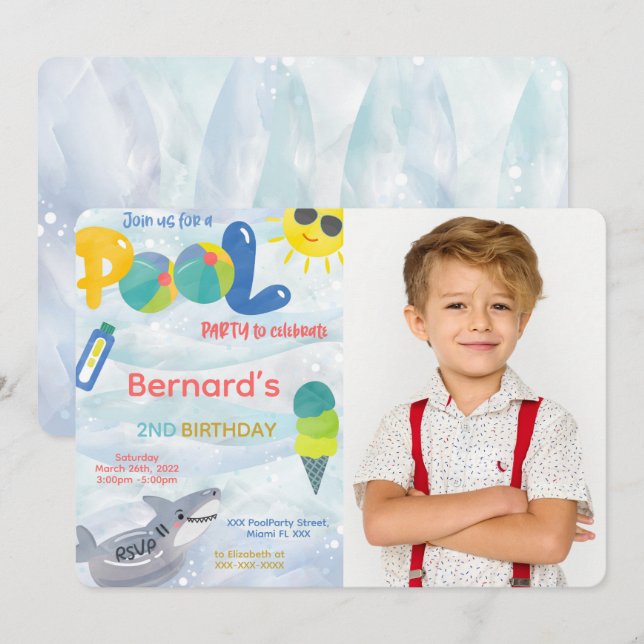 Invitation photo de la piscine (Devant / Derrière)