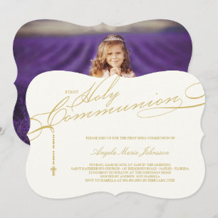 Invitation Photo de la première sainte communion du Rosaire m