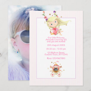 Invitation Photo de la princesse dans un carrosse royal pour 